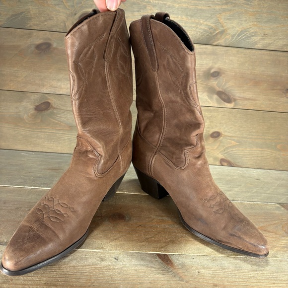 Laredo womens size 8.5 shoes brown leather western tassel cringe cowboy boots - Picture 3 of 10